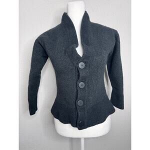 Allbirds Y2K Wool Ruffle Cardigan Black Shrunk Corp Goth